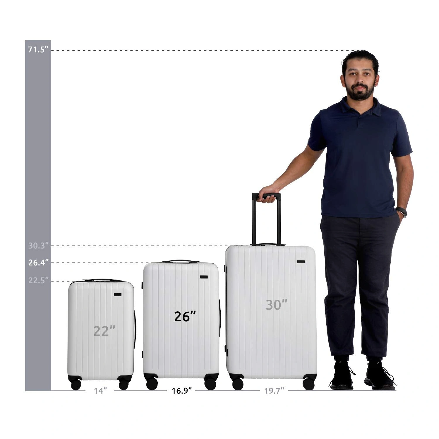 Stylish 26" White Rolling Suitcase - Effortless Travel Companion