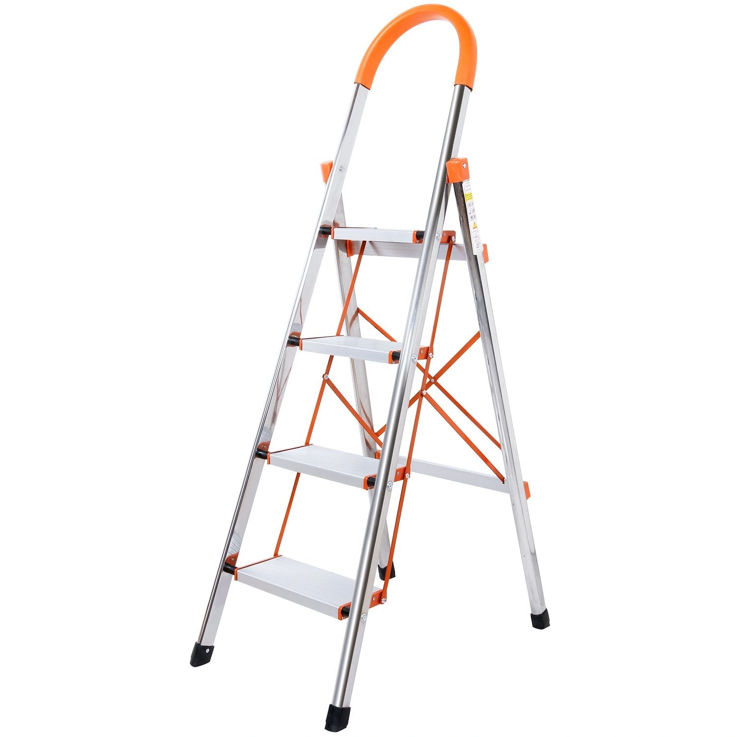 Heavy-Duty Folding Ladder - Secure Grip, 330lbs Capacity, Silver Step Up!